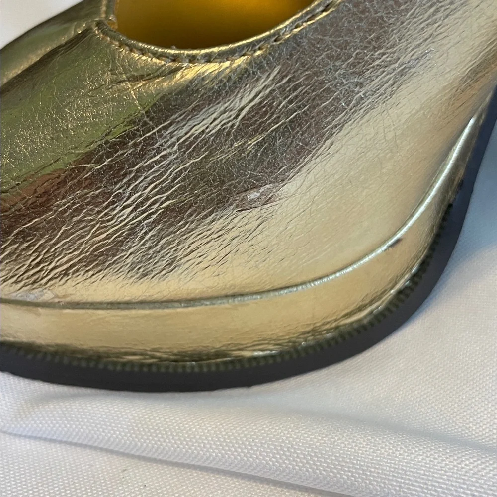 Gold Peep-Toe Heels by Qupid